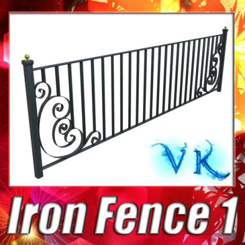 wrought iron fence 01 high res 3D Model .c4d .max .obj .3ds .fbx .stl .blend
