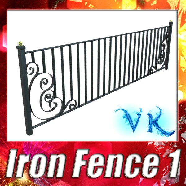 wrought iron fence 01 high res 3D Model .c4d .max .obj .3ds .fbx .stl .blend 