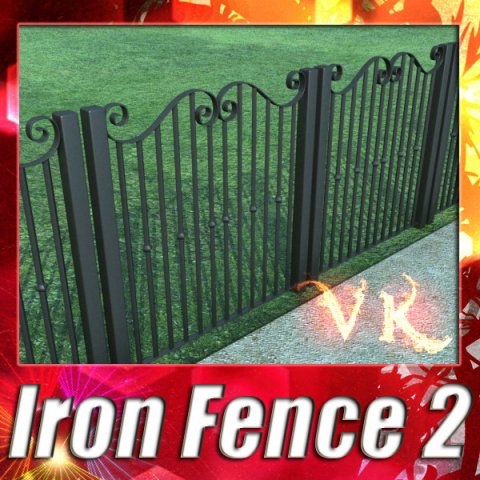 wrought iron fence 02 Modello 3D .c4d .max .obj .3ds .fbx .stl .blend