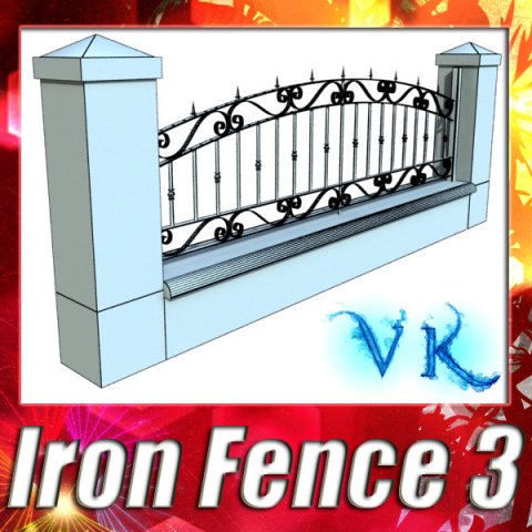 wrought iron fence 03 high res Model 3D .c4d .max .obj .3ds .fbx .stl .blend 