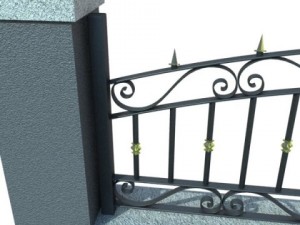 wrought iron fence 03 high res Model 3D