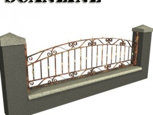 wrought iron fence 03 high res Model 3D