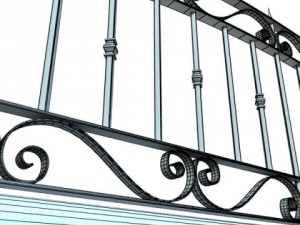 wrought iron fence 03 high res Model 3D