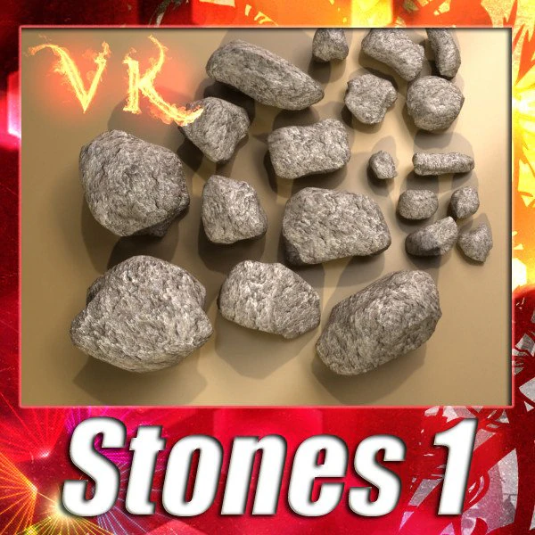 stones 01 3D Model .c4d .max .obj .3ds .fbx .stl .blend 