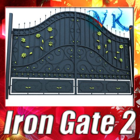 iron gate 02 3D Model .c4d .max .obj .3ds .fbx .stl .blend 