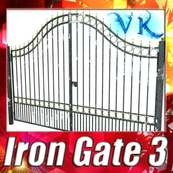 iron gate 03 3D Model .c4d .max .obj .3ds .fbx .stl .blend 