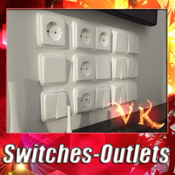 electric switch outlet collection 3D Model .c4d .max .obj .3ds .fbx .stl .blend