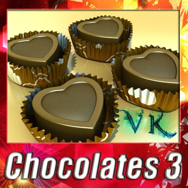 chocolate candy heart shaped 3D Model .c4d .max .obj .3ds .fbx .stl .blend