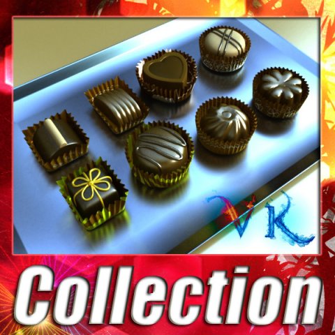 chocolate candy assortment high res Modelo 3D .c4d .max .obj .3ds .fbx .stl .blend 
