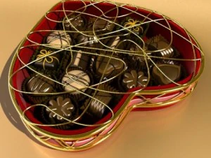 chocolate candy pieces in heart box 8 3D Model