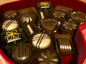 chocolate candy pieces in heart box 8 3D Модель