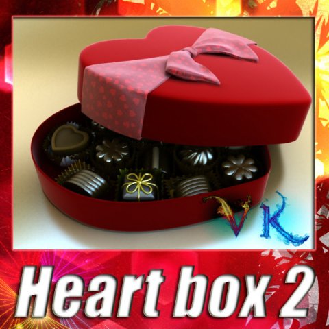 chocolate candy pieces in heart box 3Dモデル .c4d .max .obj .3ds .fbx .stl .blend 