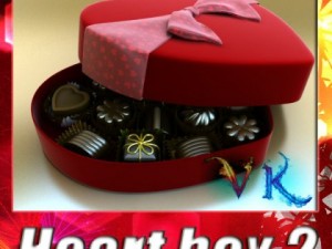 chocolate candy pieces in heart box 3D Model