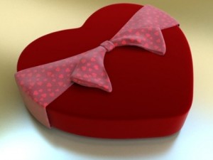 chocolate candy pieces in heart box 3Dモデル