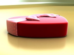 chocolate candy pieces in heart box 3Dモデル