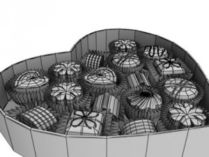 chocolate candy pieces in heart box 3Dモデル