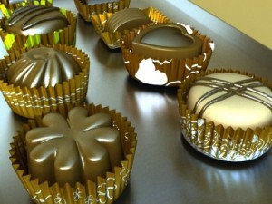 chocolate candy pieces in heart box 3Dモデル