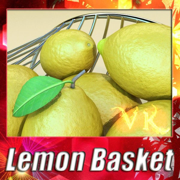 lemons in decorative metal wire container 3D Model .c4d .max .obj .3ds .fbx .stl .blend 