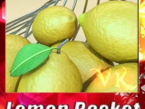 limoni in contenitore decorativo in filo metallico Modello 3D