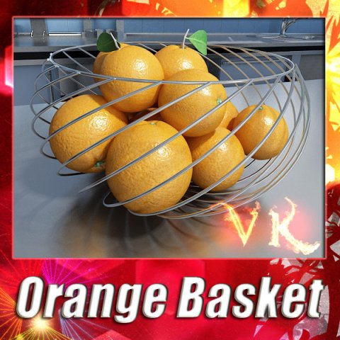 oranges in metal wire decorative basket Modelo 3D .c4d .max .obj .3ds .fbx .stl .blend 