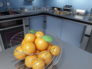 oranges in metal wire decorative basket Modelo 3D