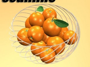 oranges in metal wire decorative basket Modelo 3D