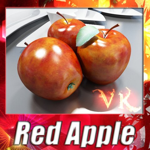 red apple high detail 3Dモデル .c4d .max .obj .3ds .fbx .stl .blend 