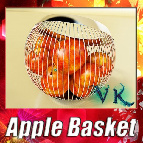 red apples in decorative metal wire container 3D मॉडल .c4d .max .obj .3ds .fbx .stl .blend 