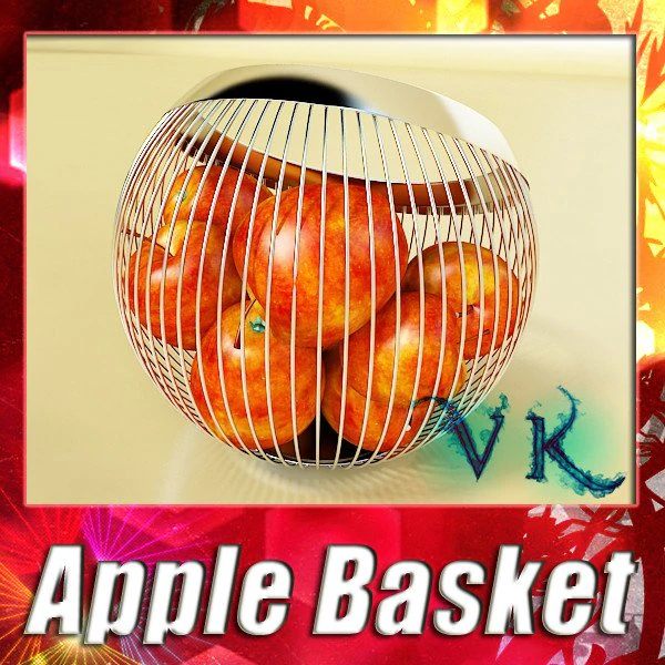 red apples in decorative metal wire container 3D Model .c4d .max .obj .3ds .fbx .stl .blend 