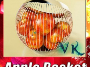 red apples in decorative metal wire container 3D 모델