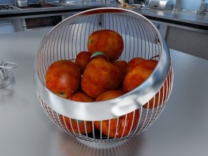 red apples in decorative metal wire container 3D मॉडल