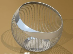 red apples in decorative metal wire container 3D Model