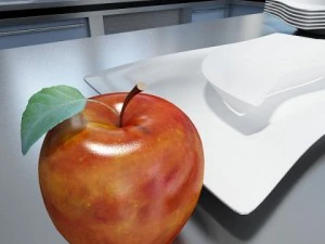 red apples in decorative metal wire container 3D Model