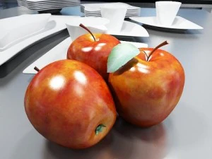 red apples in decorative metal wire container 3D Model