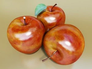 red apples in decorative metal wire container 3D Model