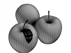 red apples in decorative metal wire container 3D Model
