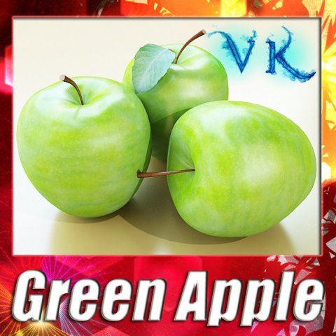 green apple high detailed 3D Model .c4d .max .obj .3ds .fbx .stl .blend 