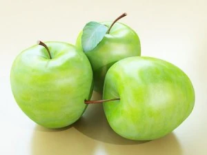 green apples in decorative metal bowl 3D Model