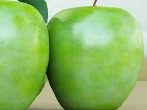 green apples in decorative metal bowl 3D Model