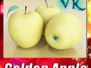 yellow apple high detail resolution 3D Model