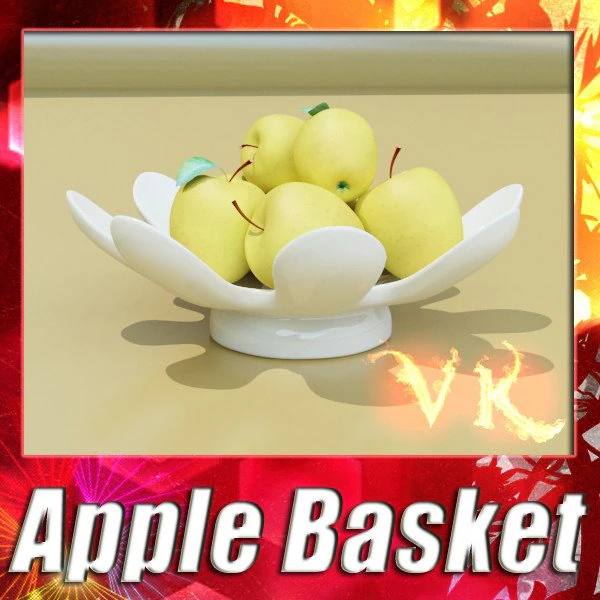 yellow apples in bowl 3D Model .c4d .max .obj .3ds .fbx .stl .blend