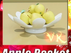 manzanas amarillas en un taz&oacute;n Modelo 3D