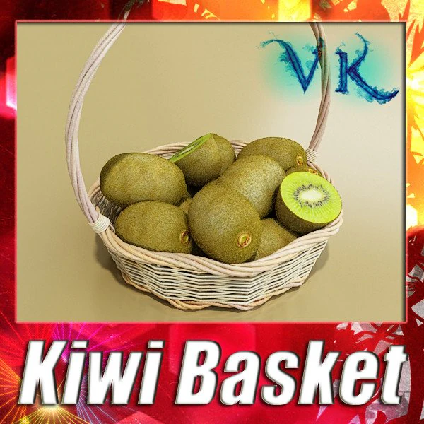 kiwi fruit in basket 3D Model .c4d .max .obj .3ds .fbx .stl .blend 
