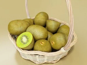 kiwi fruit in basket 3D Model