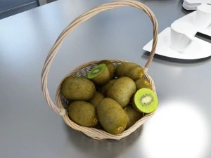 kiwi fruit in basket 3D Model