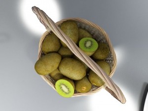 kiwi fruit in basket 3D मॉडल