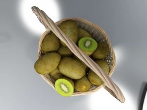 kiwi fruit in basket 3D Model