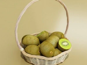 kiwi fruit in basket 3D Model