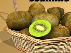 kiwi fruit in basket 3D Model