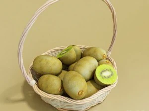 kiwi fruit in basket 3D Model